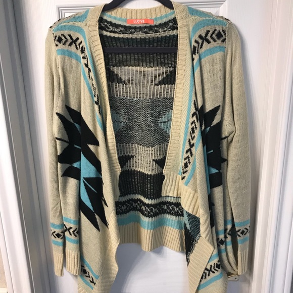 SOLD-Aztec print sweater cardigan - Picture 1 of 2